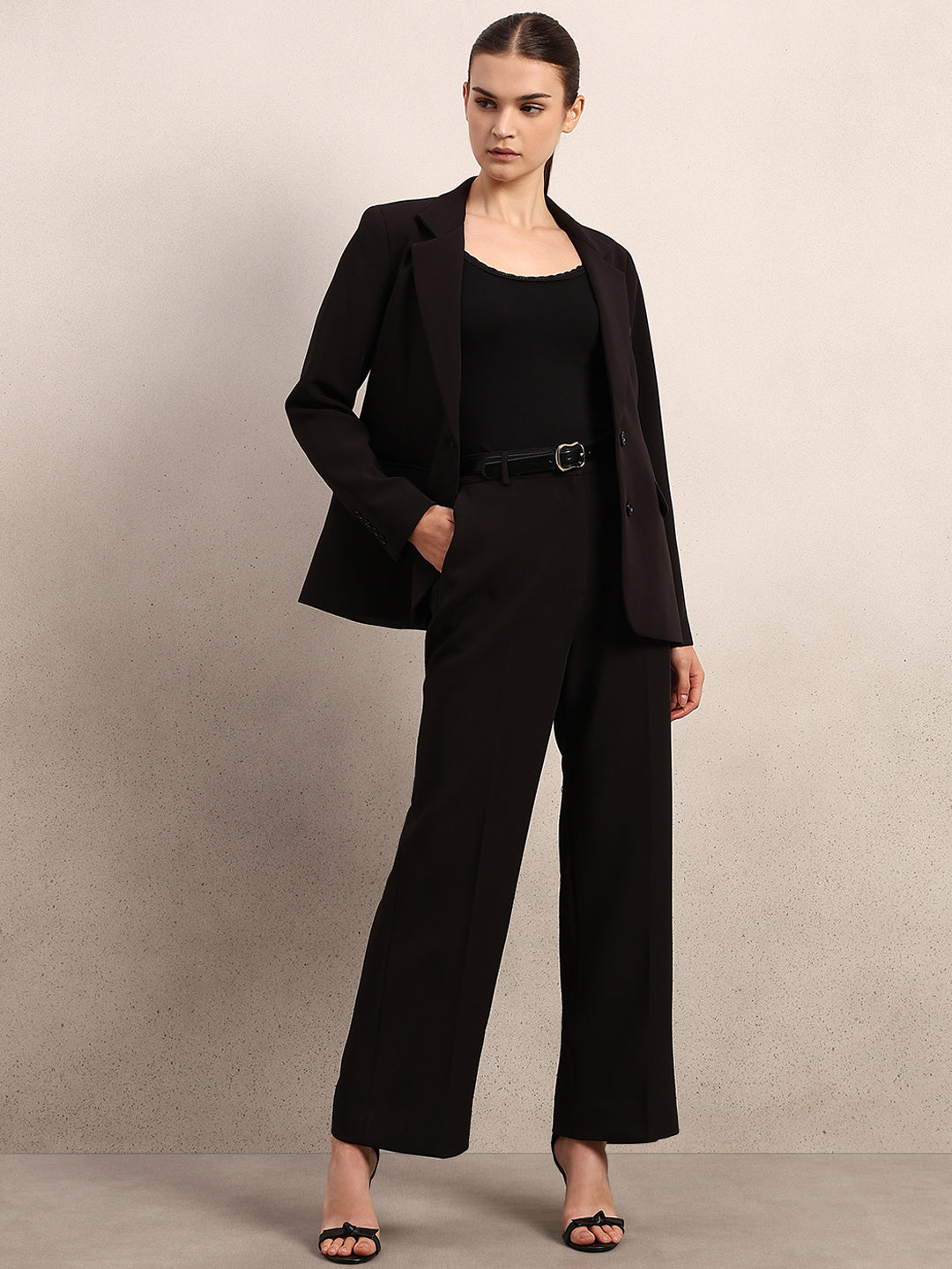 Black High Rise Tailored Pants