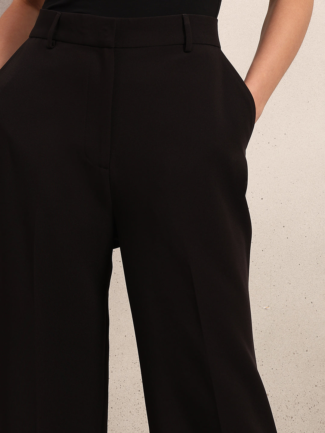 Black High Rise Tailored Pants