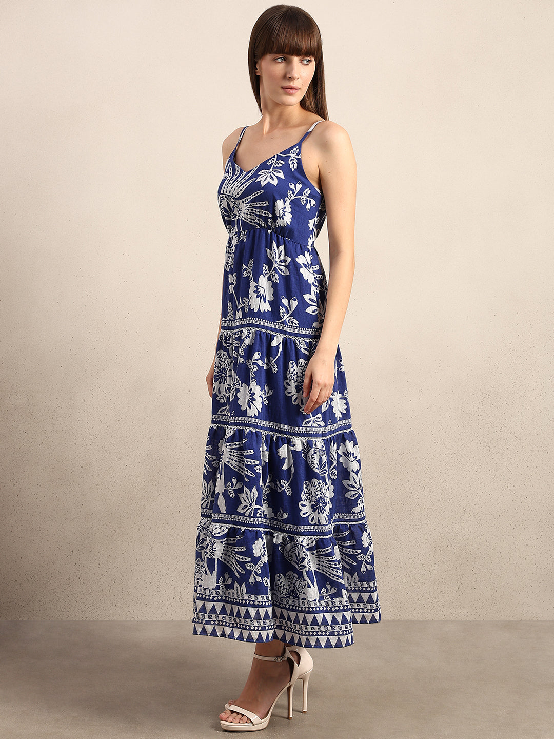 Blue Printed Maxi Dress