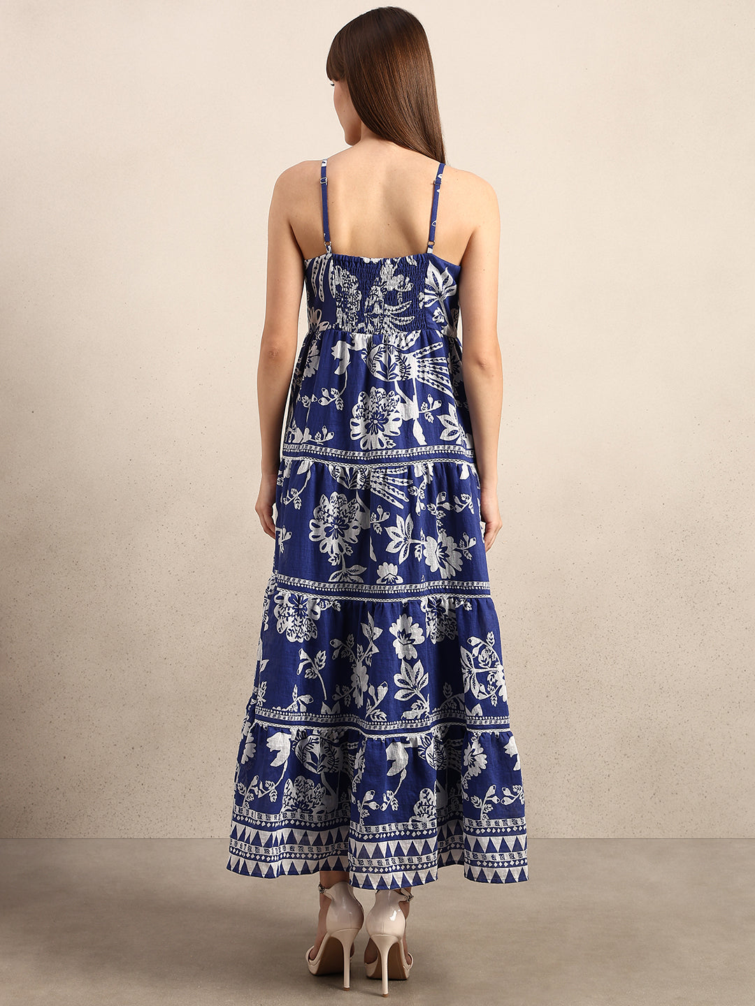 Blue Printed Maxi Dress