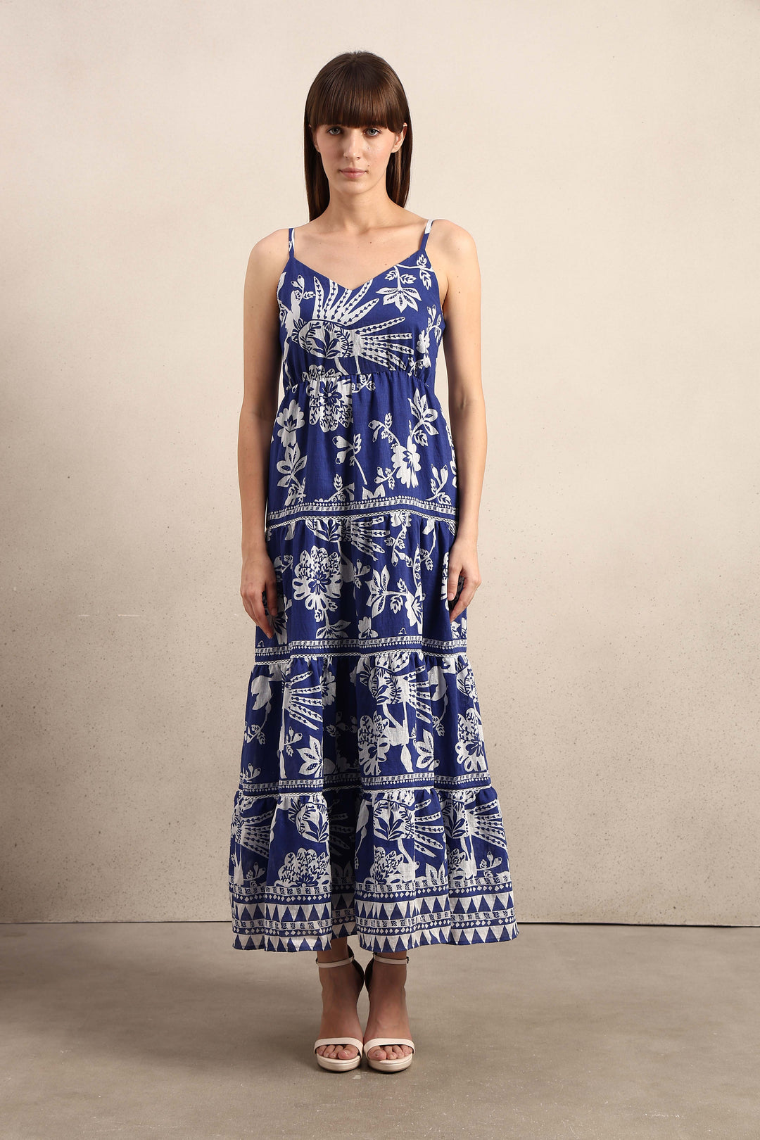 Blue Printed Maxi Dress