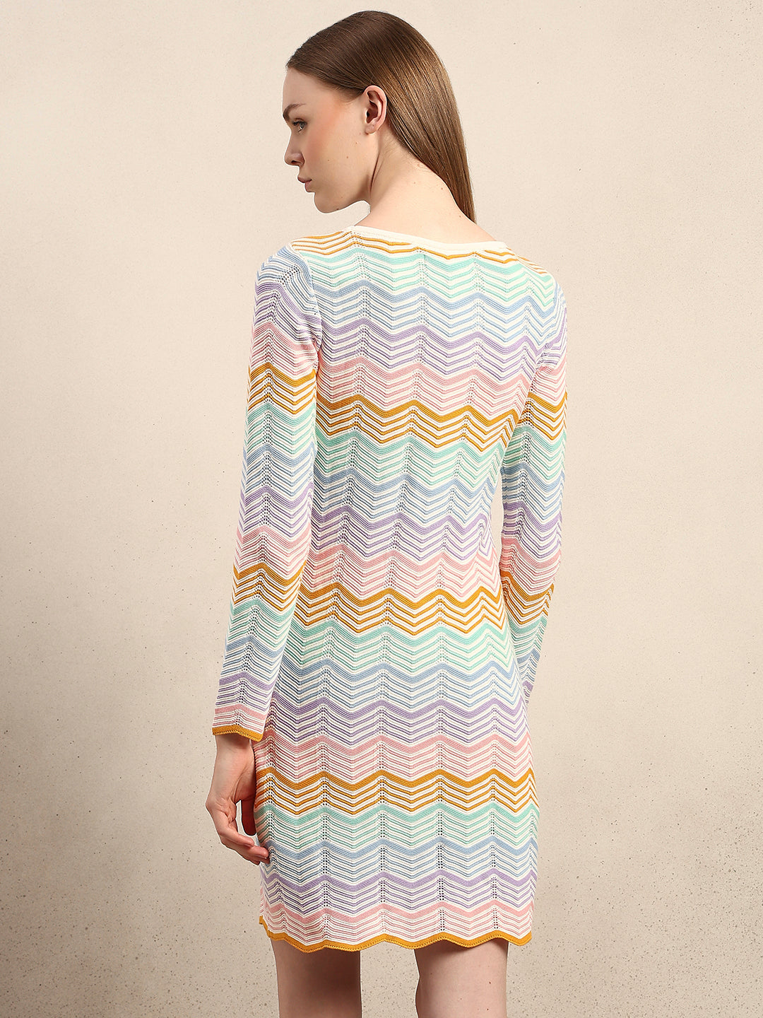 Chevron Print Knitted Mini Dress