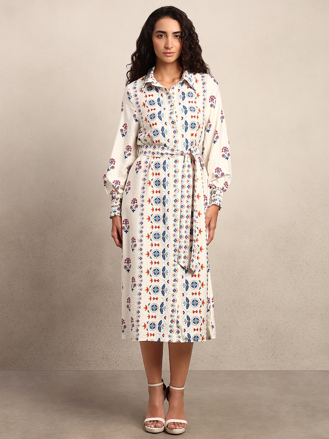 Printed Midi Shirt Dress