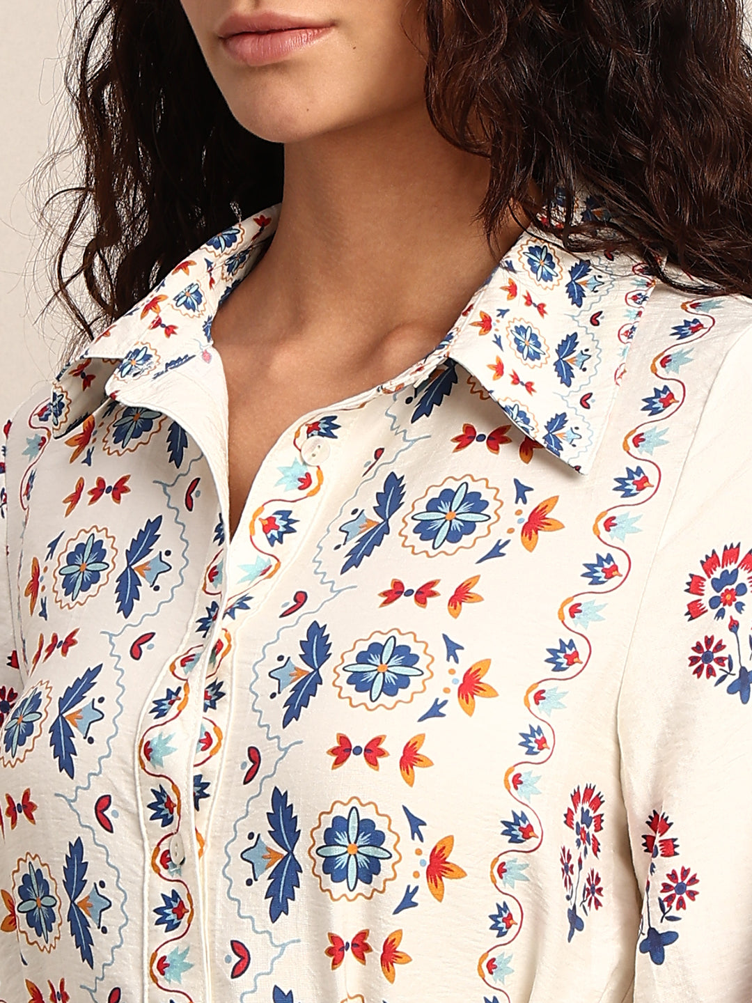 Printed Midi Shirt Dress