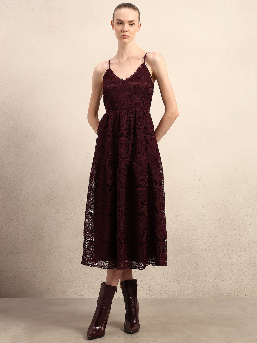 Lace Fit & Flare Midaxi Dress