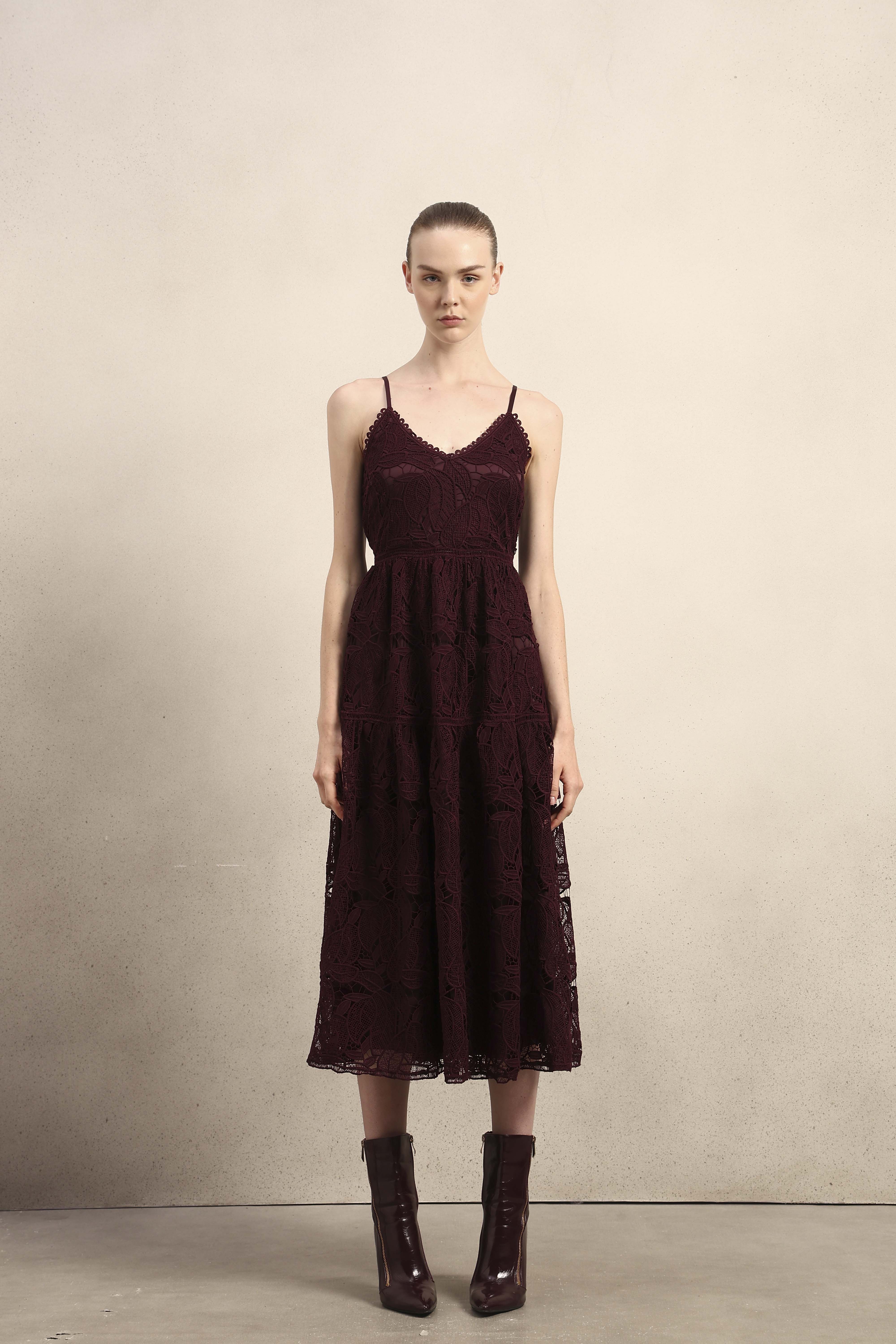 Lace Fit & Flare Midaxi Dress