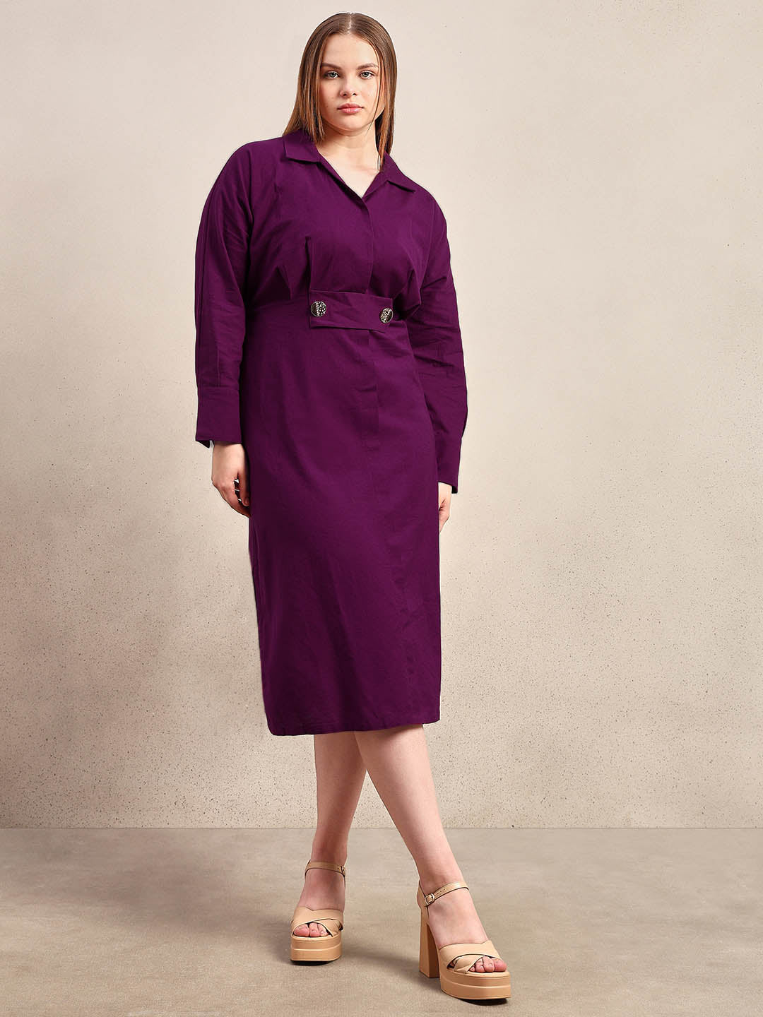 Curve Collared Midi Dress