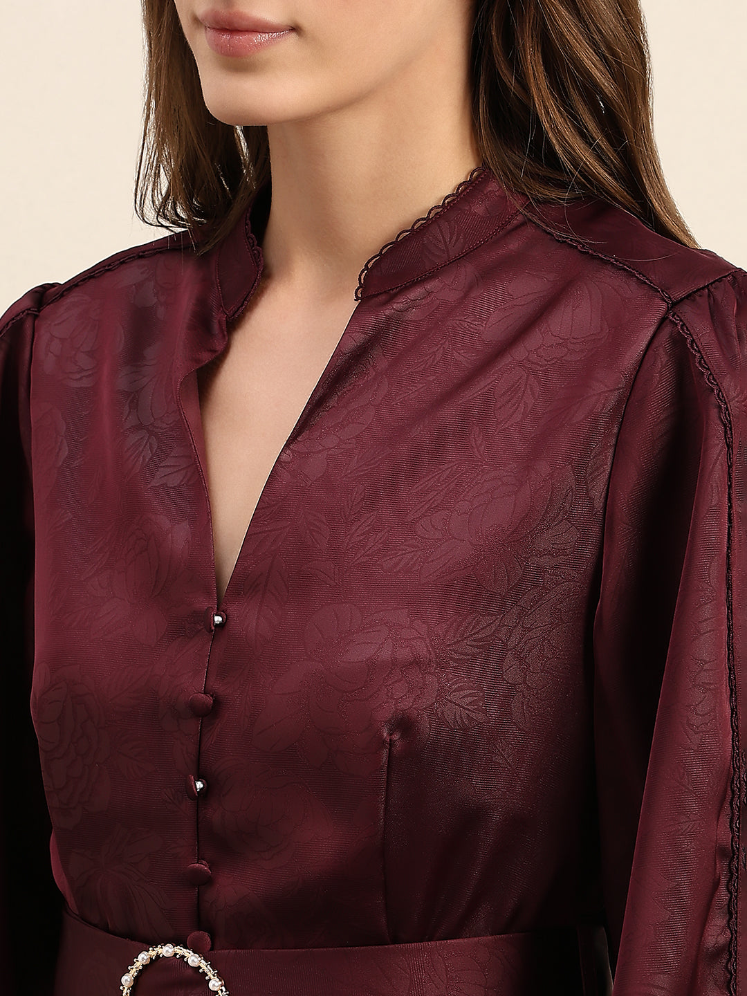 Puff Sleeves Belted Mini Dress