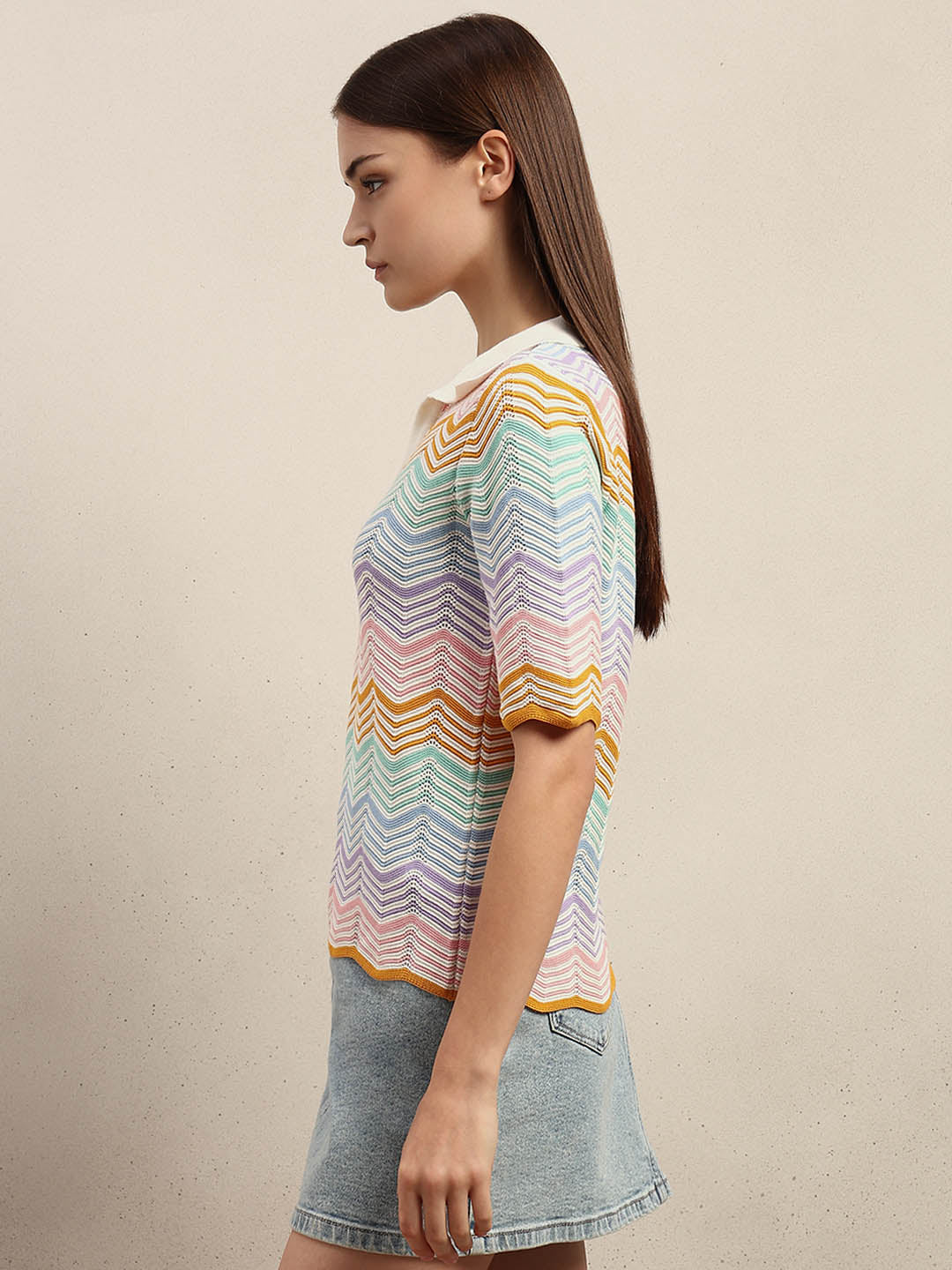 Chevron Print Knit Polo