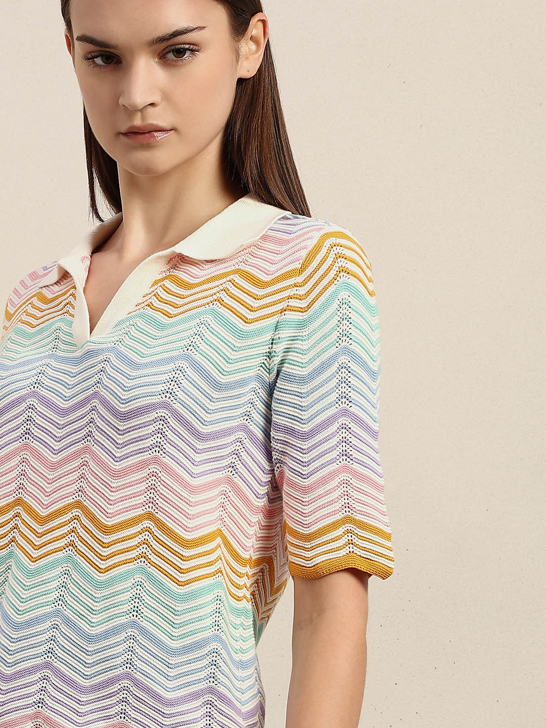 Chevron Print Knit Polo