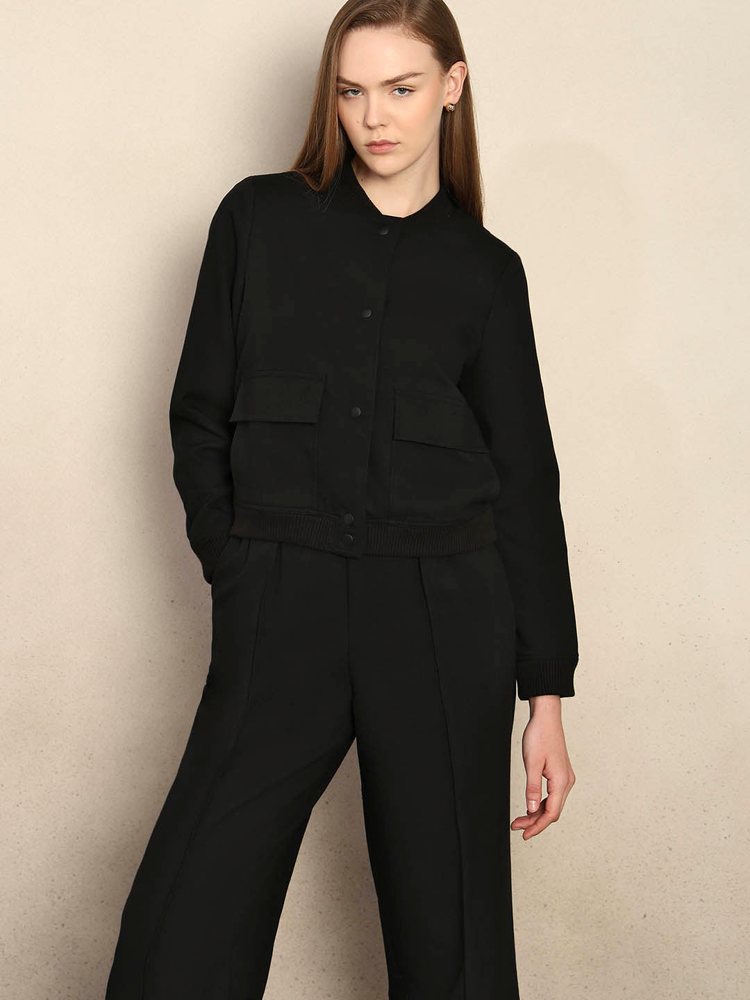 Black Utility Bomber Jacket