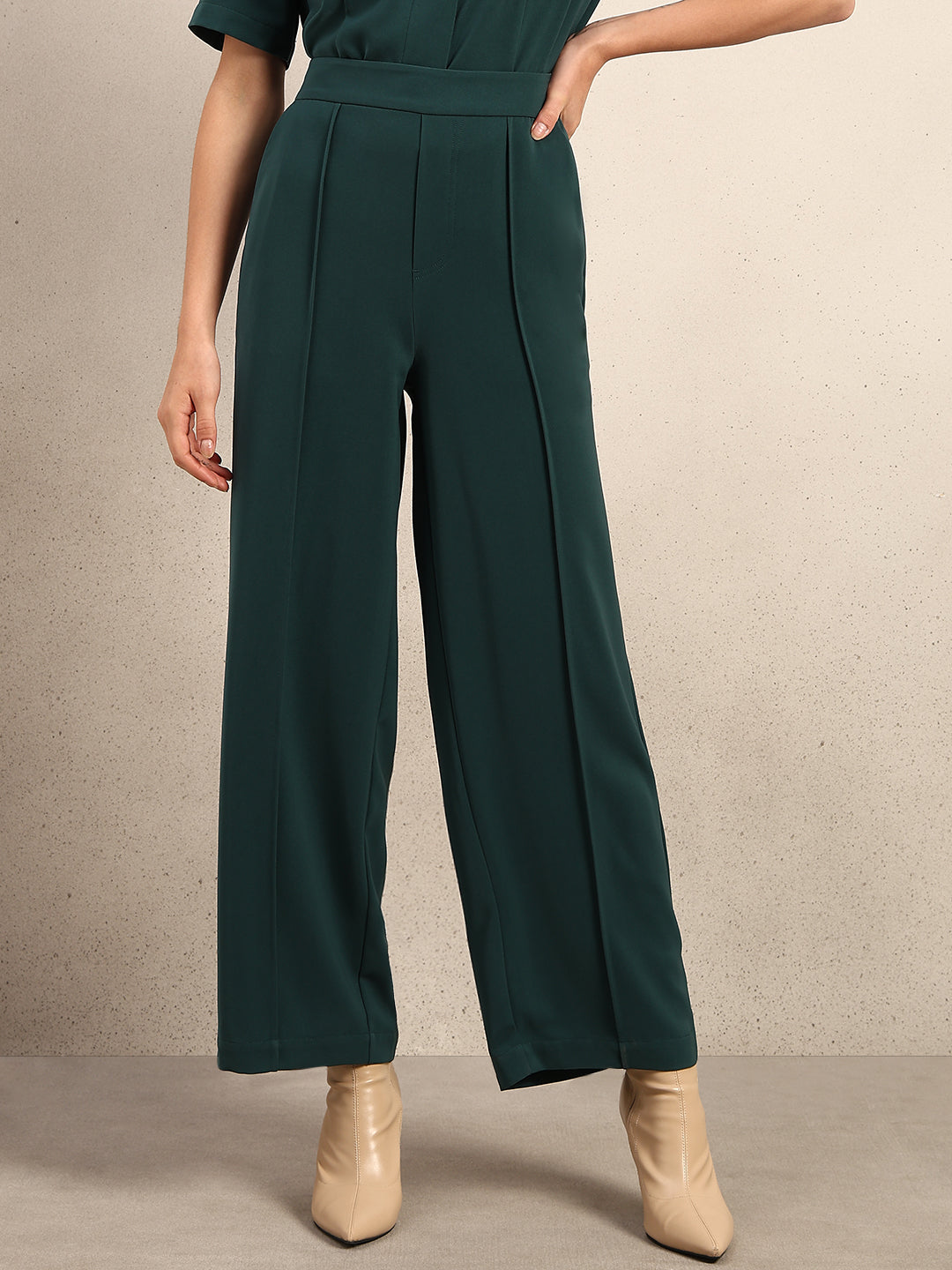 Dark Green Ankle Length Pants