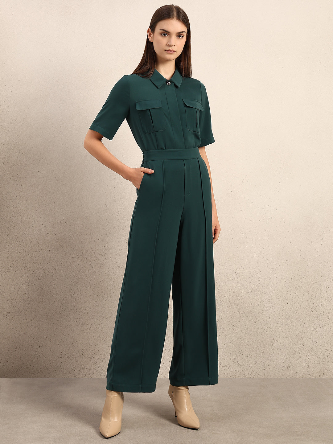 Dark Green Ankle Length Pants