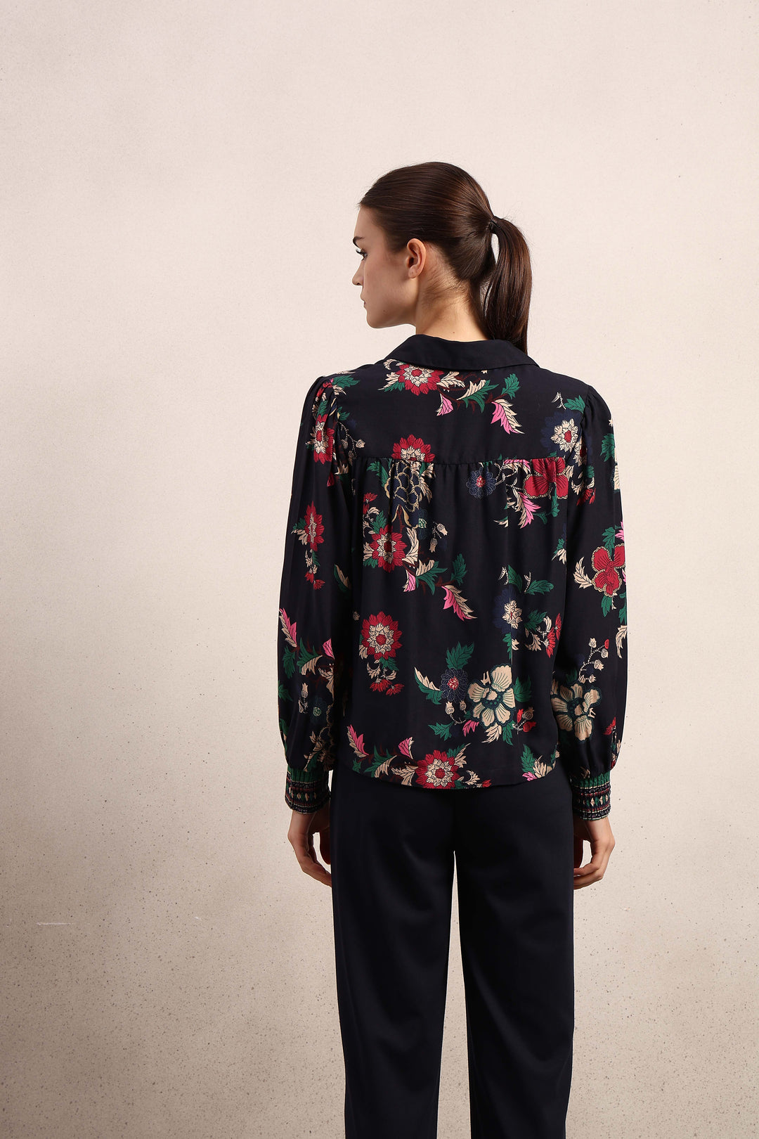 Printed Cuff Sleeves Viscose Shirt