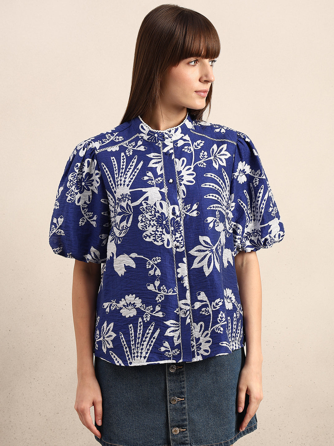Printed Puff Sleeves Shirt