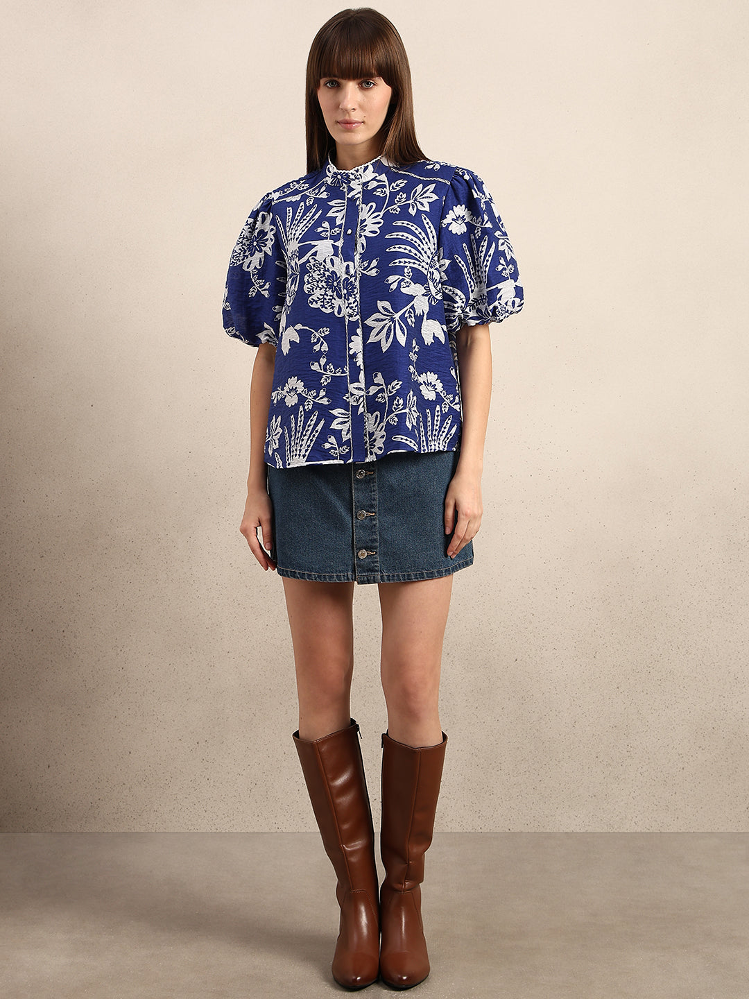 Printed Puff Sleeves Shirt