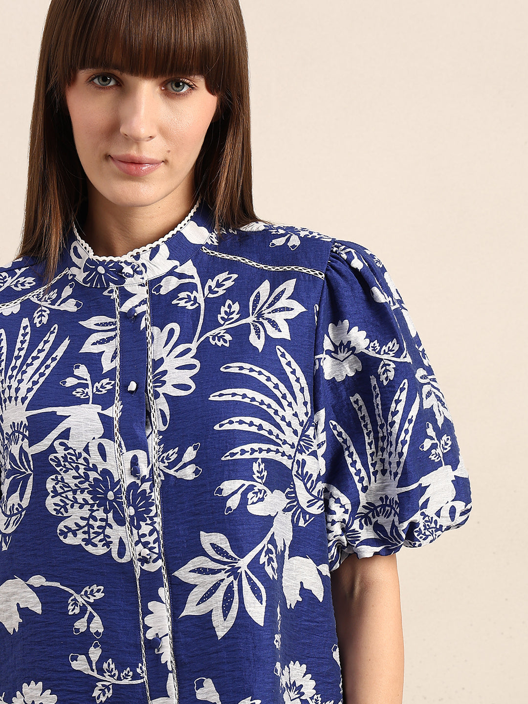Printed Puff Sleeves Shirt