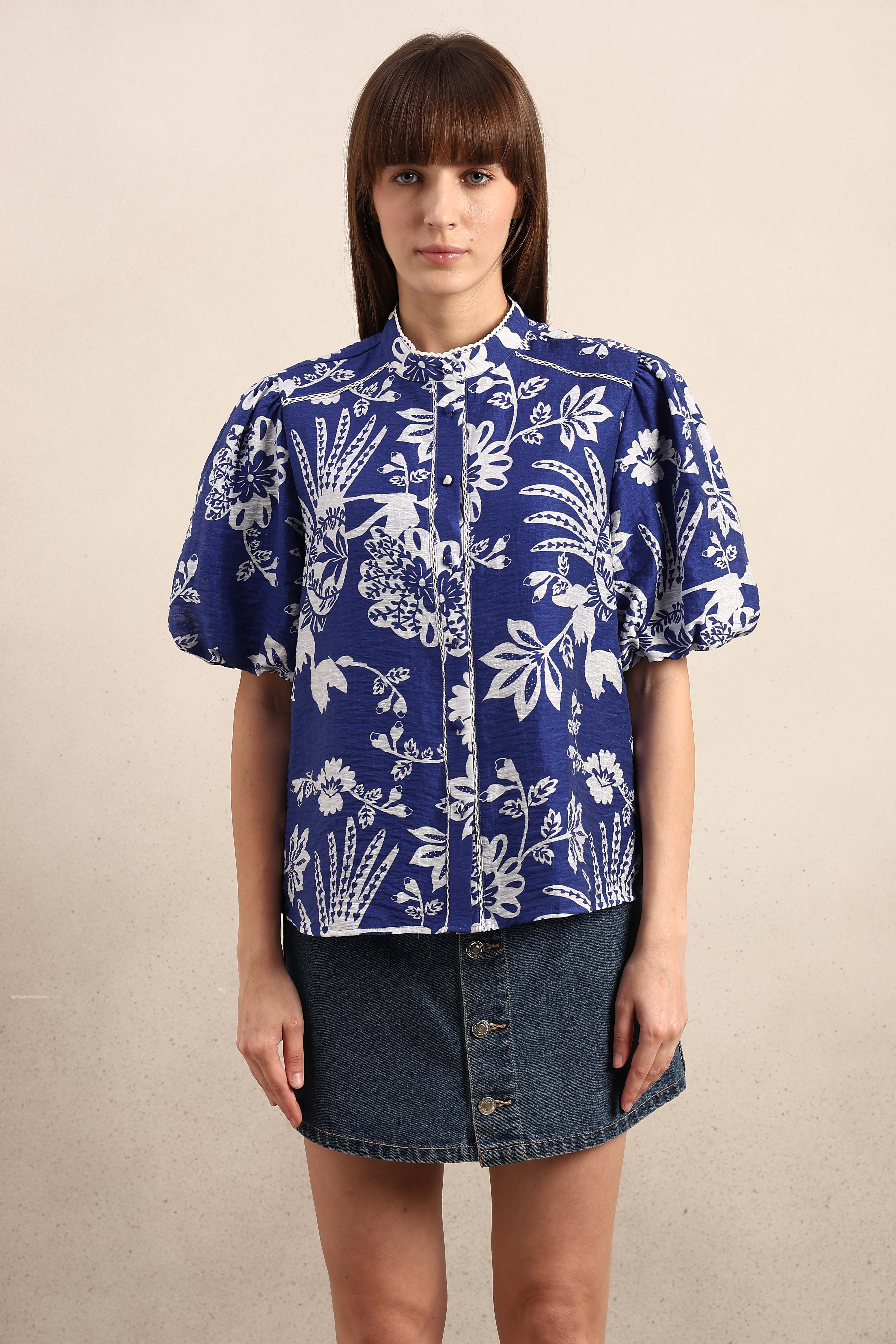 Printed Puff Sleeves Shirt