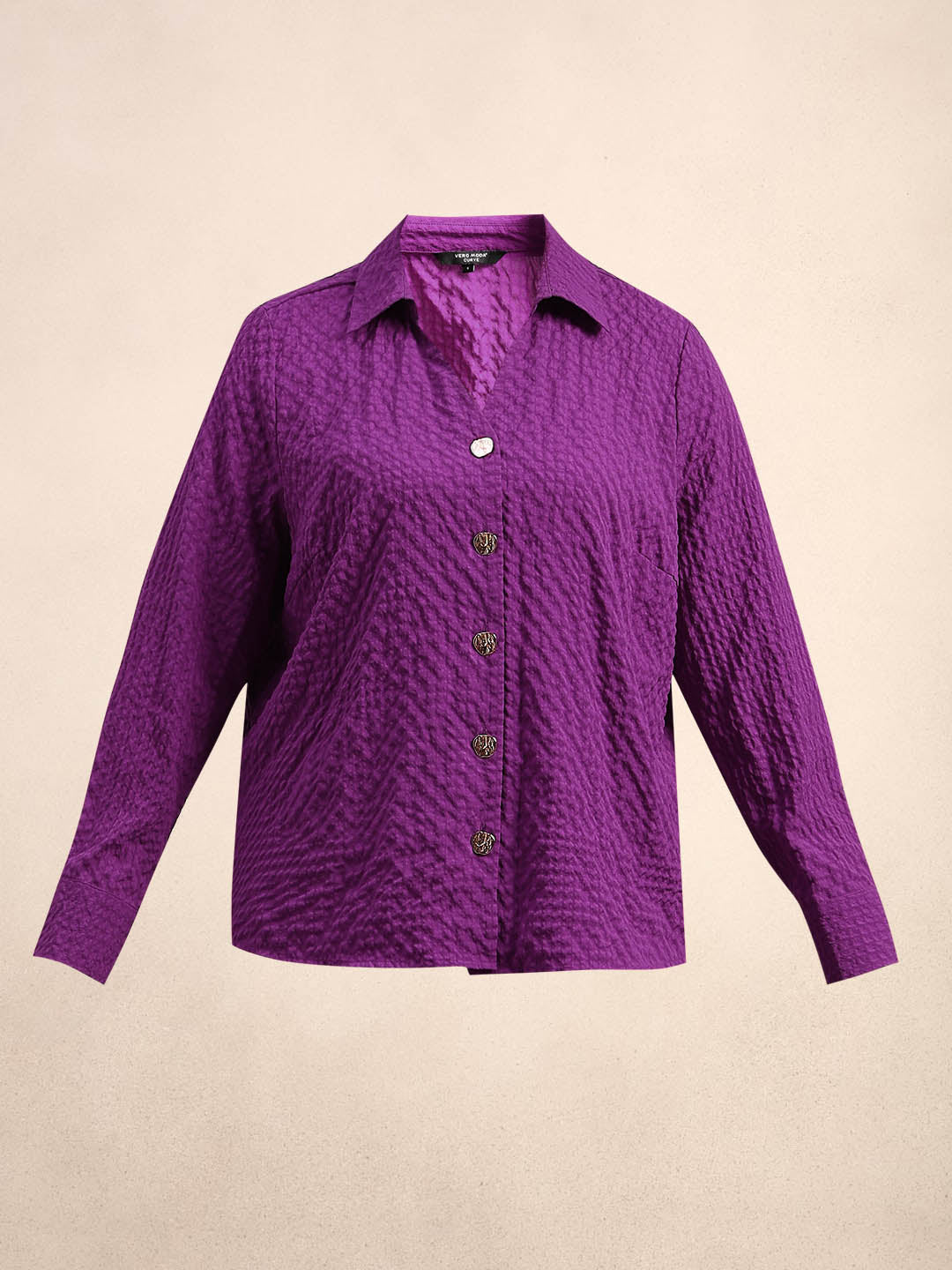 Curve Purple Textured Shirt