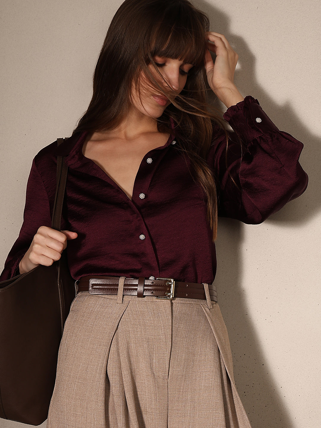 Satin Button Down Shirt