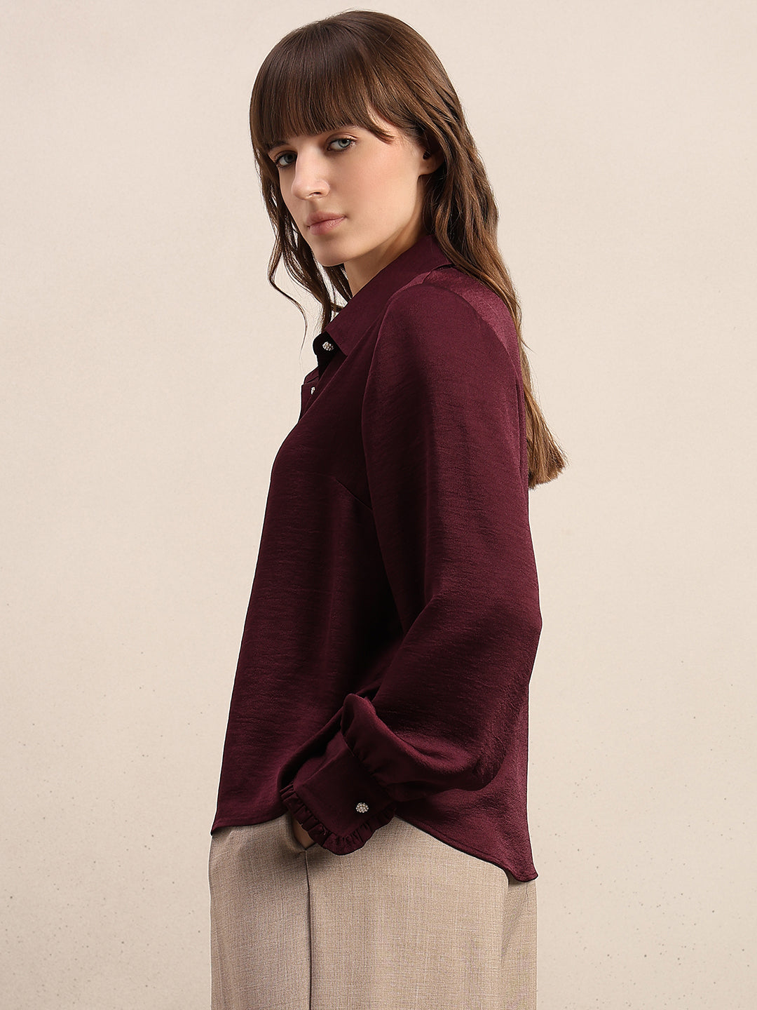 Satin Button Down Shirt