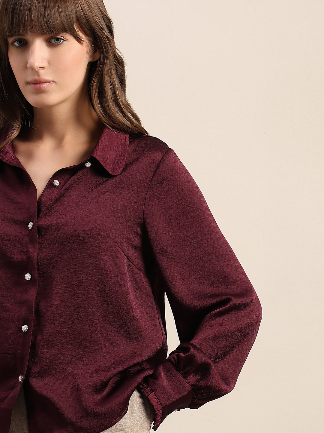 Satin Button Down Shirt