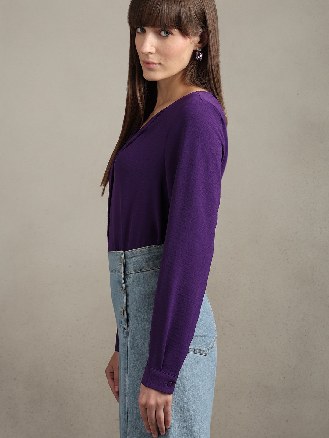 Purple V-Neck Top