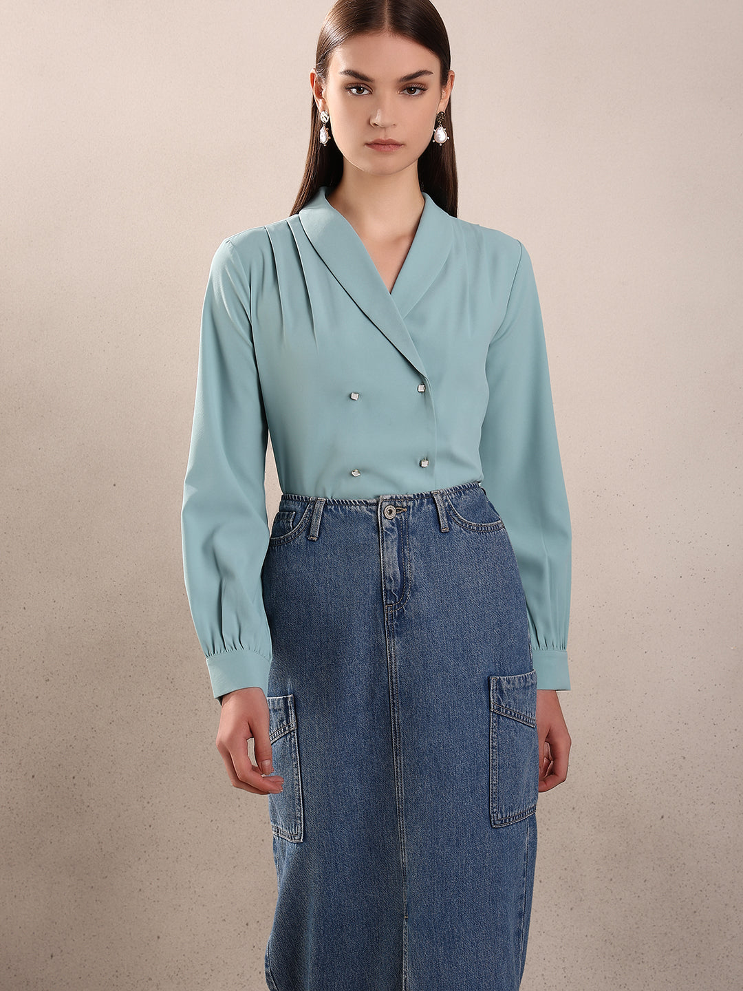 Light Blue Full Sleeves Top