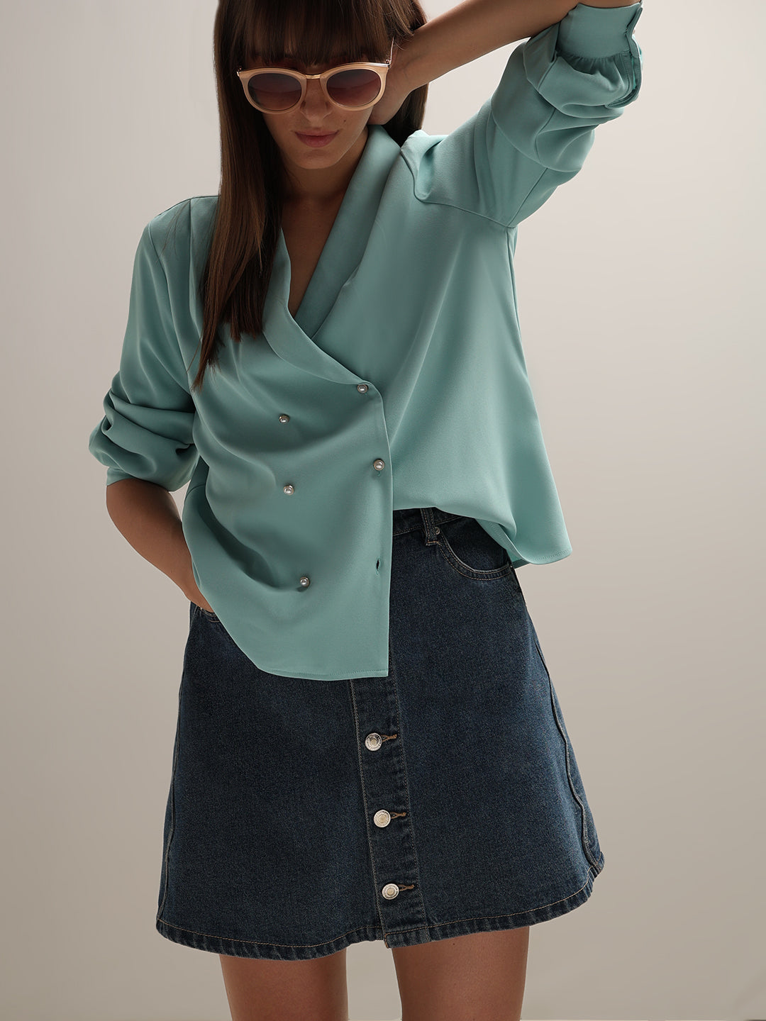 Pearl Button Detail Top