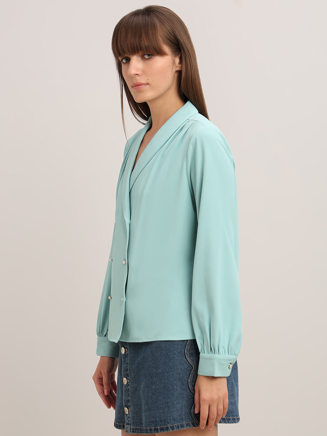 Pearl Button Detail Top