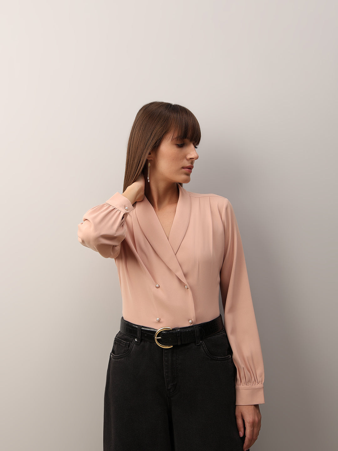 Pearl Button Detail Top - Pink
