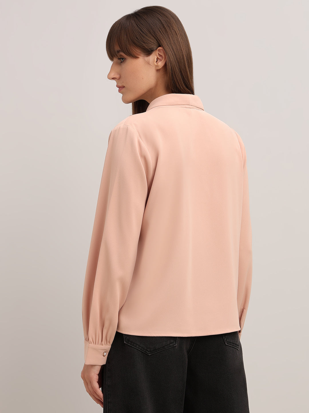 Pearl Button Detail Top - Pink