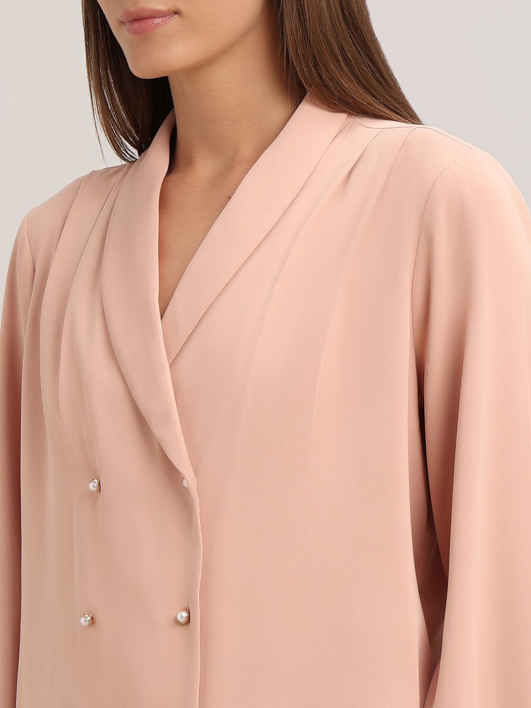 Pearl Button Detail Top - Pink