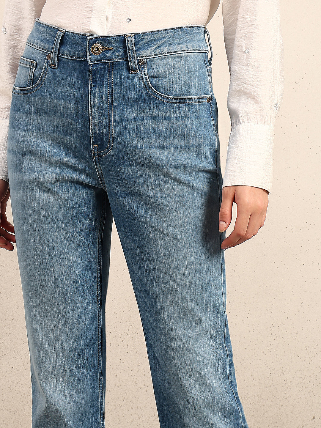 Light Blue Mid Rise Bootcut Jeans