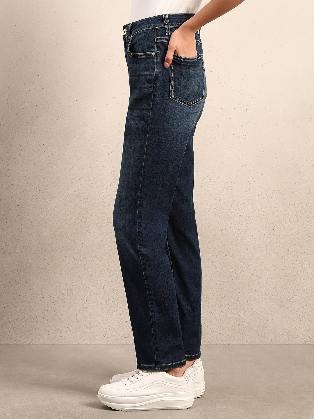 Blue Mid Rise Slim Fit Jeans