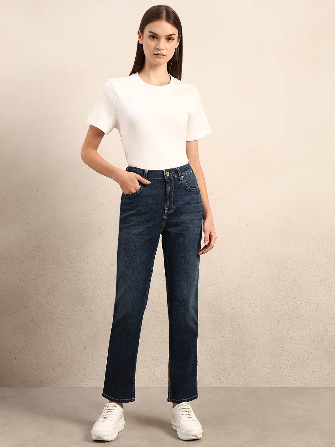 Blue Mid Rise Slim Fit Jeans