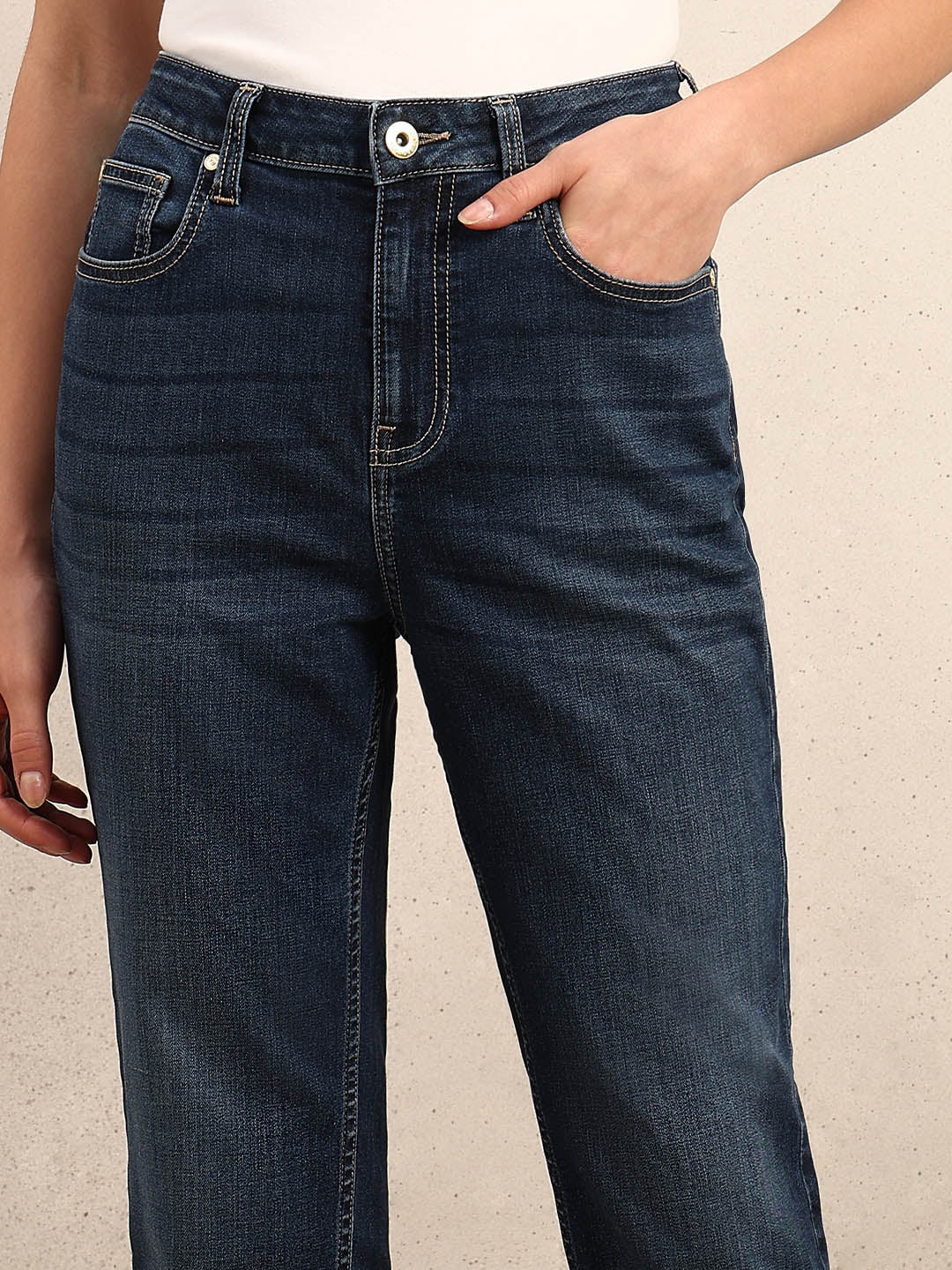 Blue Mid Rise Slim Fit Jeans