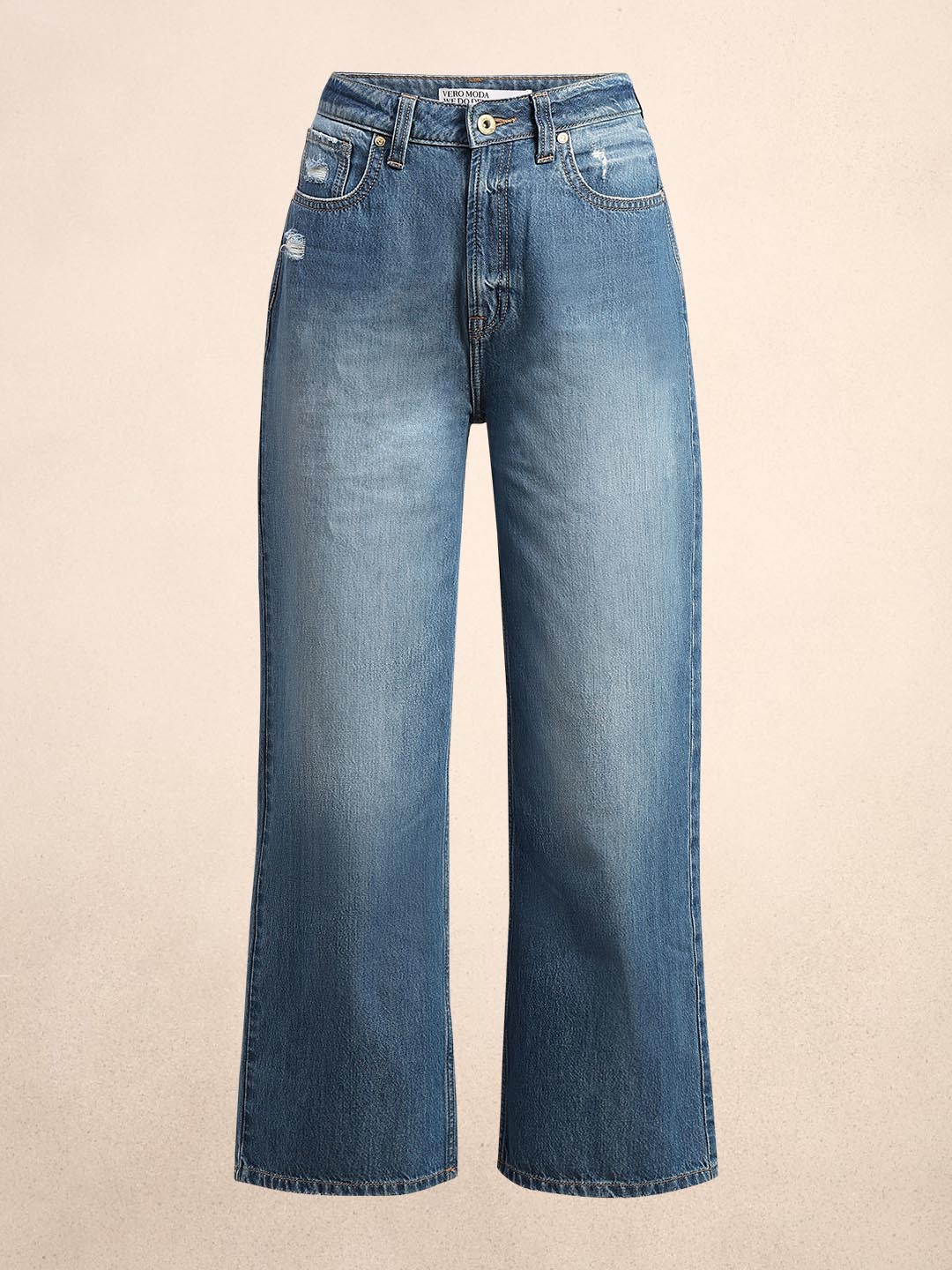 Light Blue Mid Rise Wide Leg Jeans