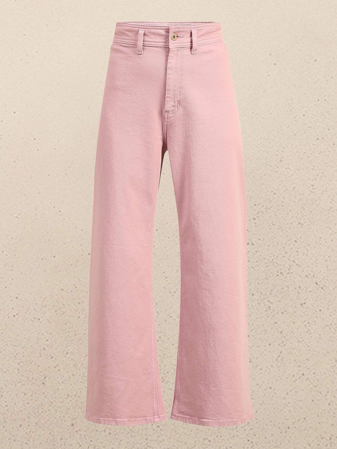 Pink Wide Leg Mid Rise Jeans