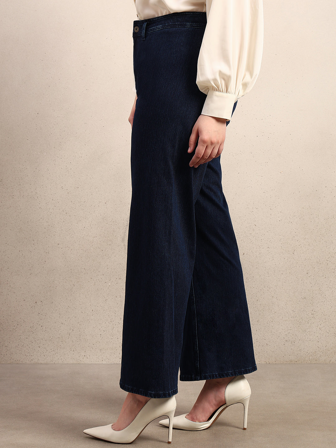 CURVE Dark Blue Wide Leg Jeans