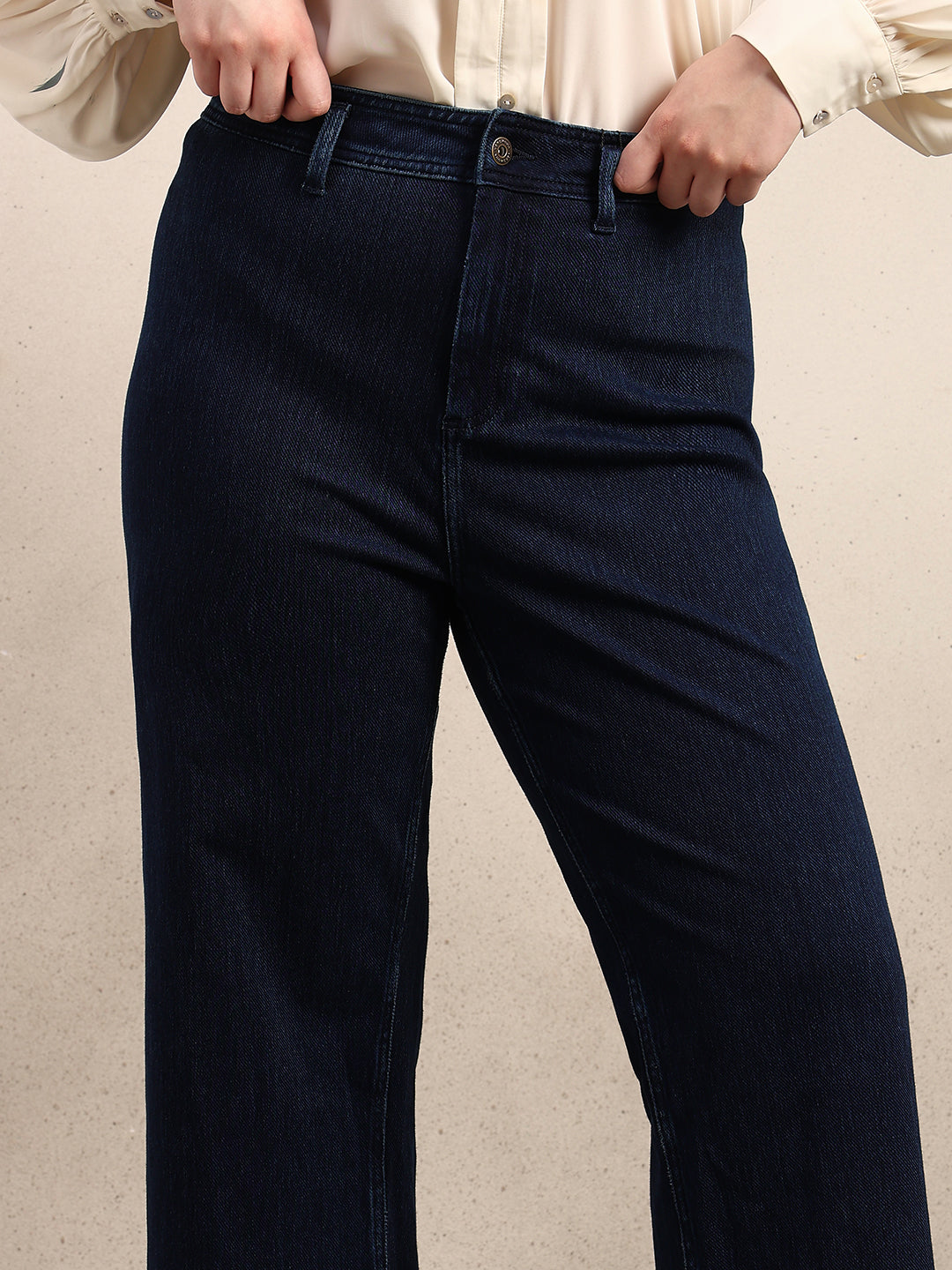 CURVE Dark Blue Wide Leg Jeans