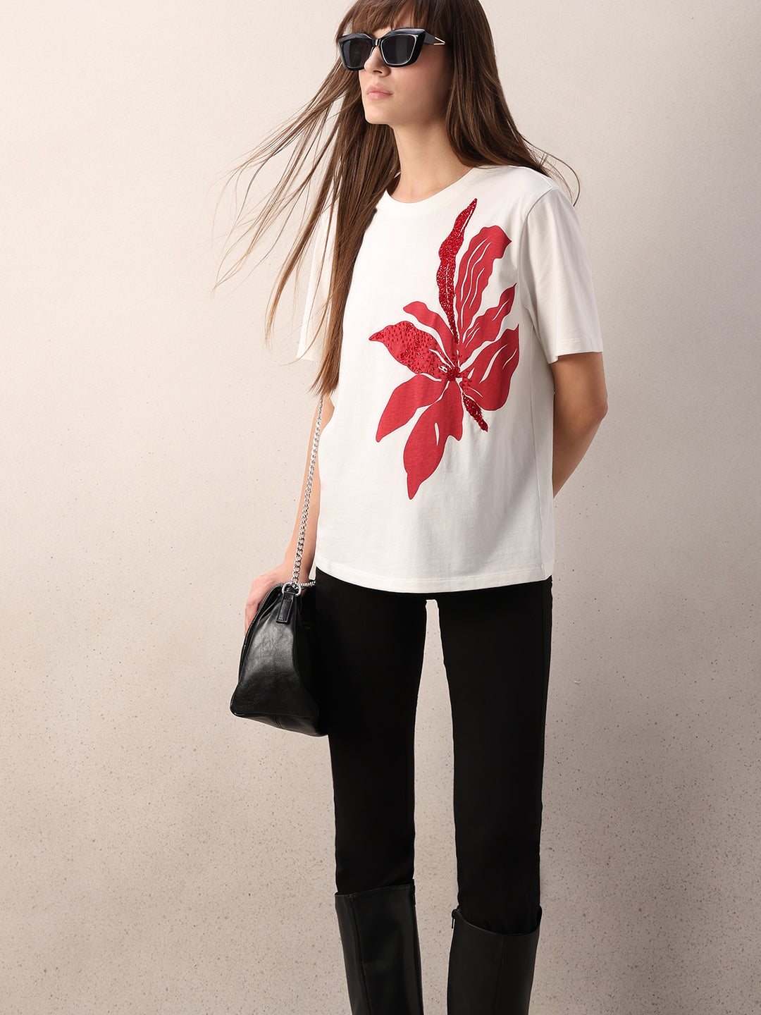 White Printed Cotton T-shirt