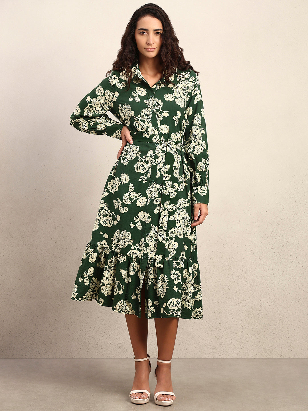 Floral Belted Shirt Dress
