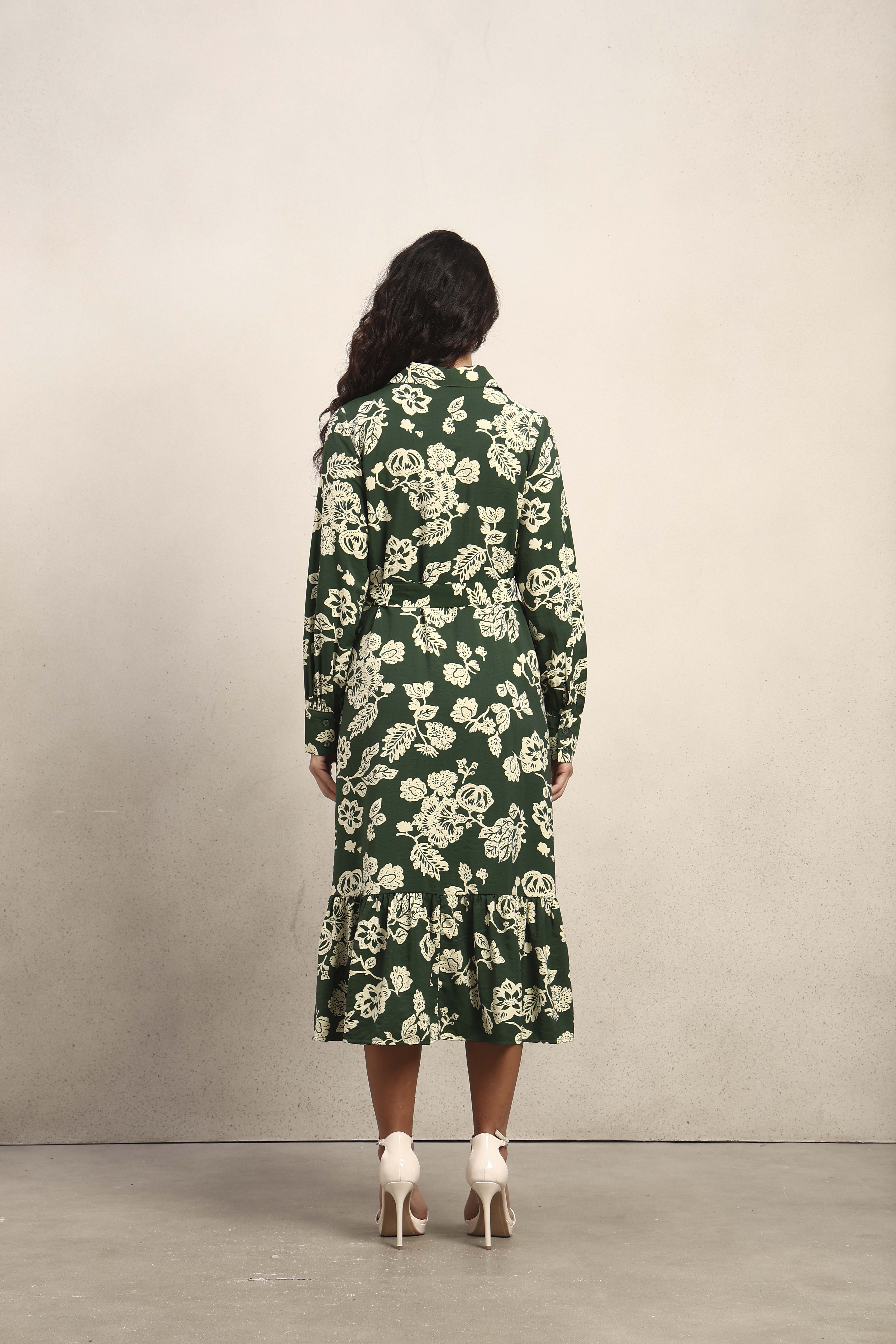 Floral Belted Shirt Dress