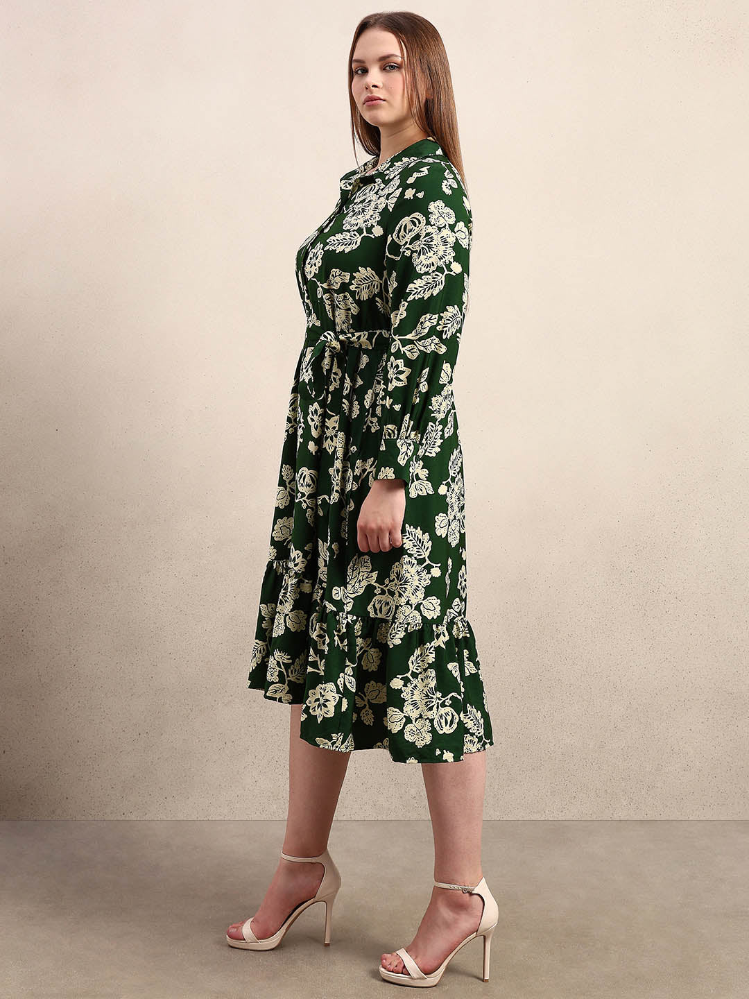 Curve Floral Belted Midaxi Dress