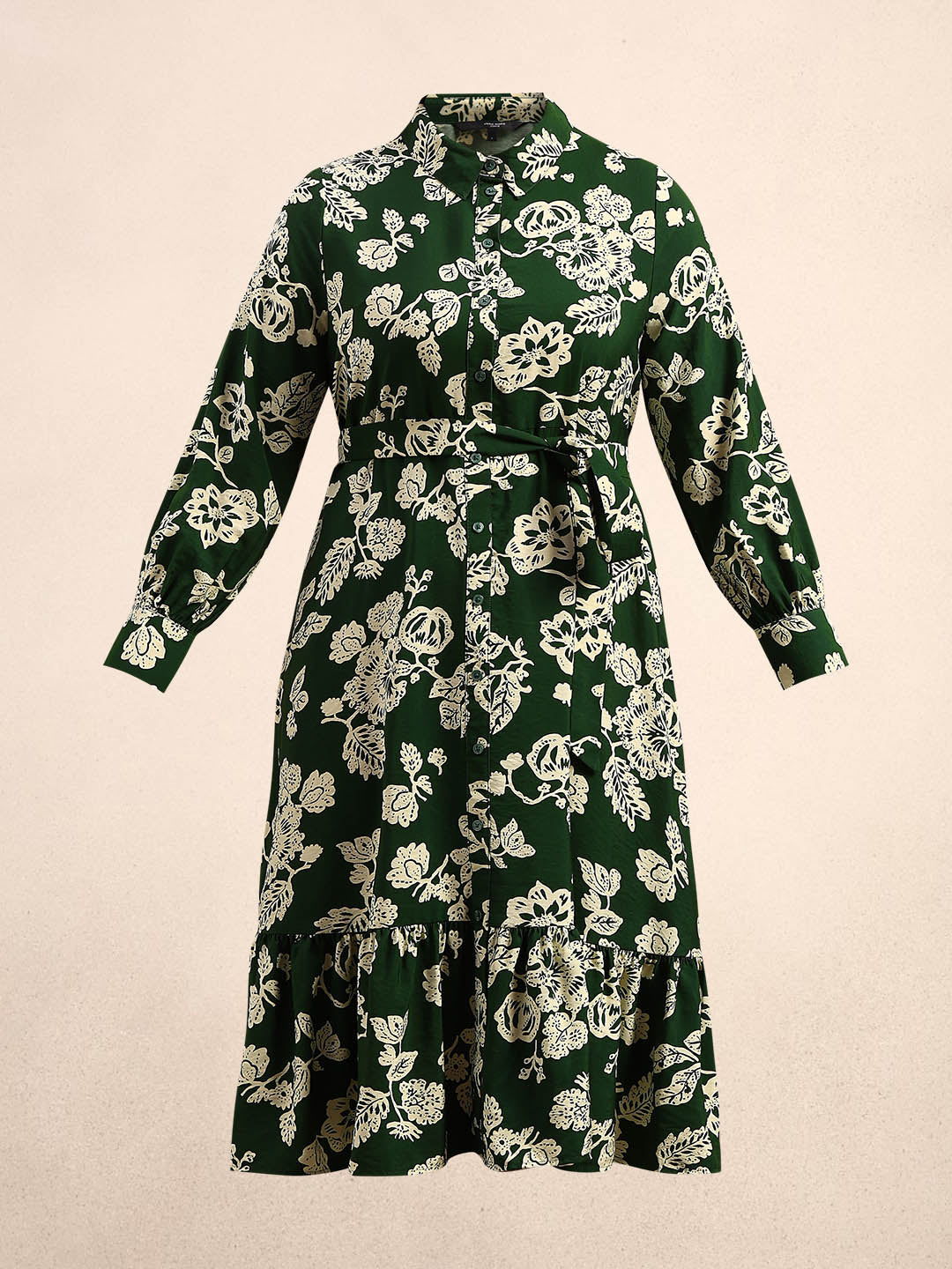 Curve Floral Belted Midaxi Dress