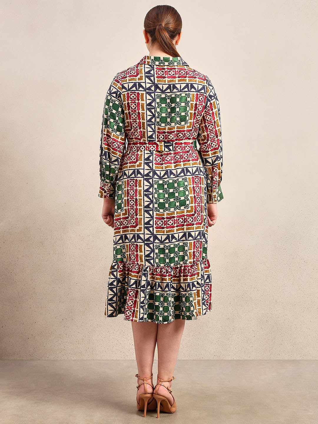 Curve Multi-Colour Printed Midaxi Dress