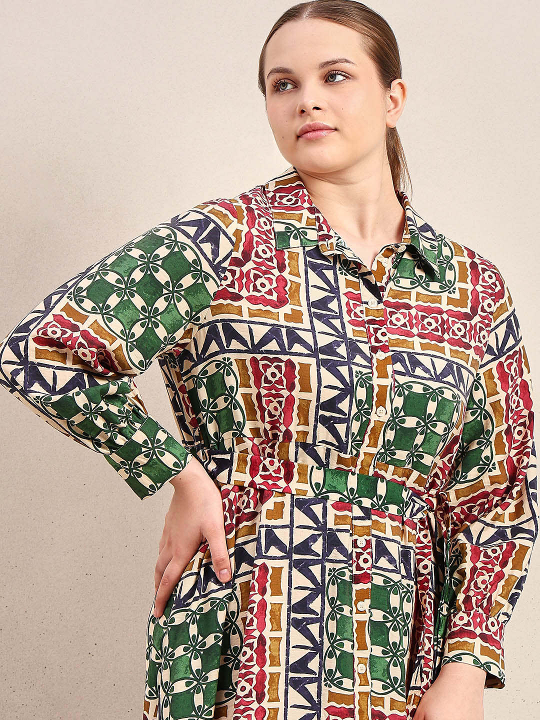 Curve Multi-Colour Printed Midaxi Dress