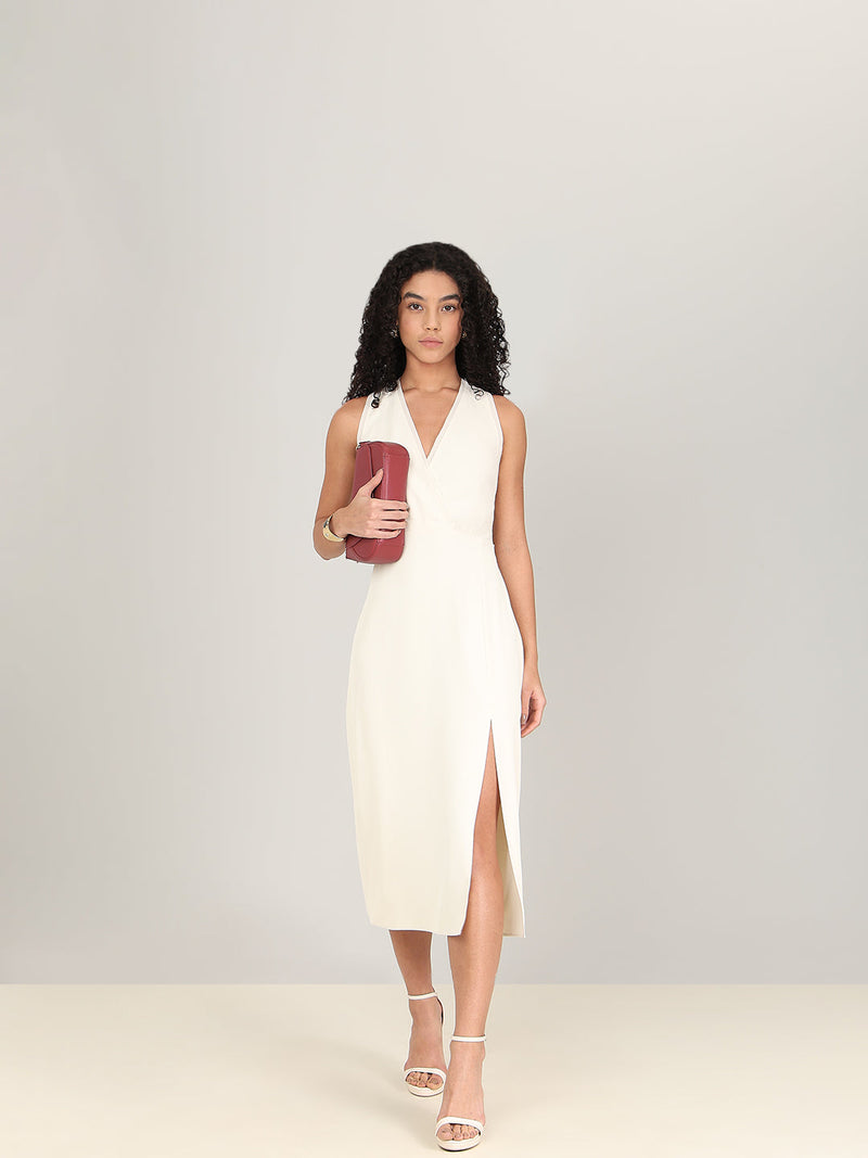 V-Neck Sleeveless Midi Dress