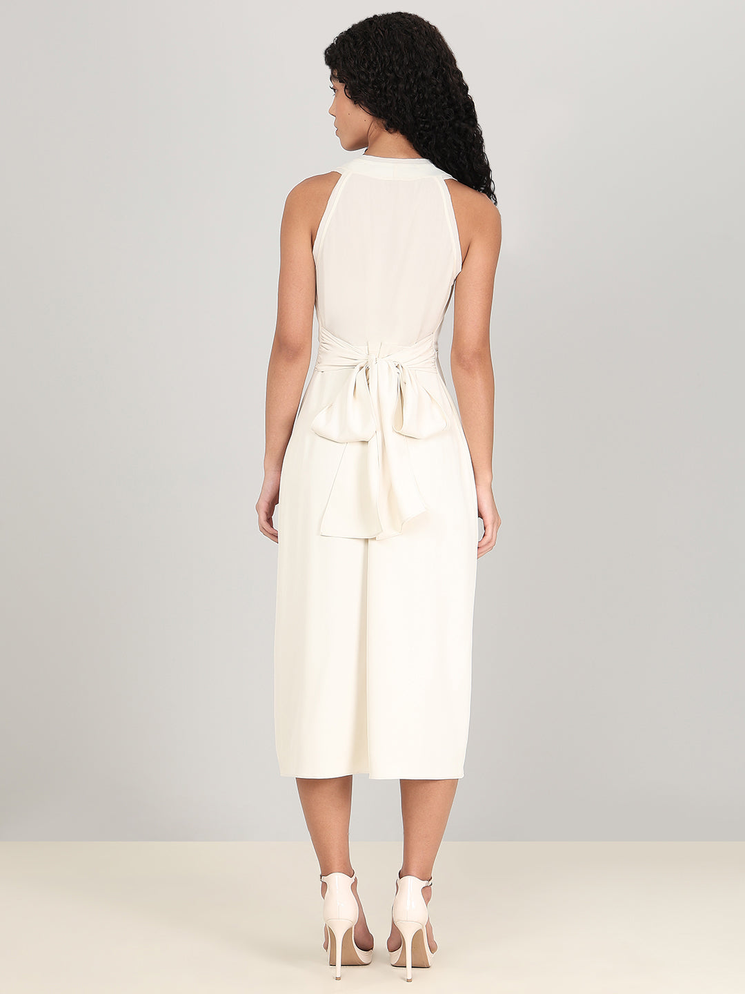 V-Neck Sleeveless Midi Dress